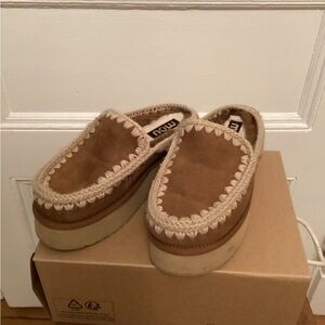 Mou Clog Eskimo Platform Cognac Suede Womens size 40